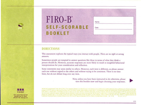 FIRO-B® Self-Scorable Booklet